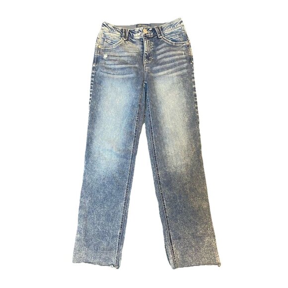 Democracy Ab Solution Round Up Boyfriend Jeans Raw Hem Slight Distressing Size 4 - Picture 1 of 5